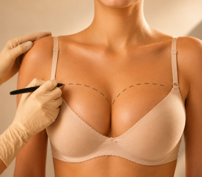 Augmentation mammaire 1 chirurgie esthétique Lausanne, marquage pré-opératoire
